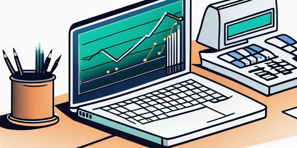 Buchhalter analysiert Finanzdaten am Computer mit Diagrammen im Vordergrund.
