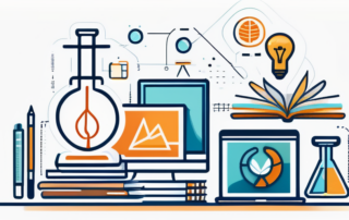 Bunte Bücherstapel und Absolventenkappe auf einem hölzernen Schreibtisch.