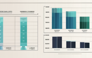 Chemiker betrachtet Reagenzgläser, Einkommenskurven im Hintergrund.