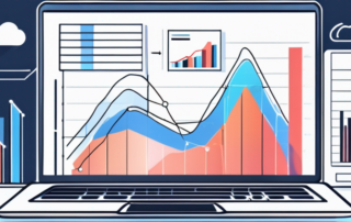 Diagramm der Gehaltsspanne von Digital Marketing Managern auf einem Laptop.