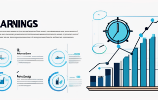 Diagramm des Gehaltsspektrums im Marketingbereich mit Lupe und Geldsymbolen.