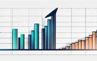 Diagramm mit ansteigenden Gehältern und Trainee-Symbolen in Unternehmensumgebung.