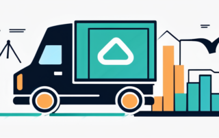 Diagramm mit Gehaltsspannen im Logistiksektor, Aktenkoffer und Taschenrechner im Vordergrund.
