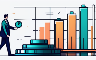 Diagramm mit Gehaltszahlen, Industrieumgebung im Hintergrund.