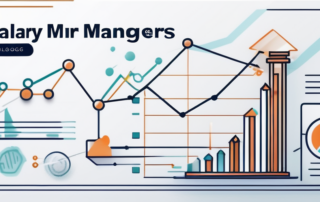 Diagramm mit Gehaltszahlen neben einer Figur im Anzug, die jubelt.