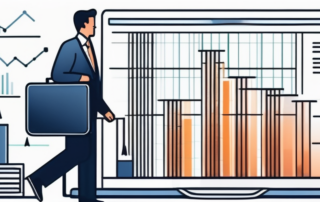 Diagramm mit Gehaltszahlen neben Icons von Industrien und Geldscheinen.