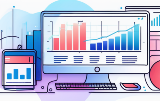 Diagramm mit Gehaltszahlen, Tastatur und Figuren in Anzügen diskutieren.