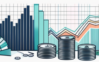 Diagramm mit steigenden Balken, Geldscheinen und ein Fragezeichen.