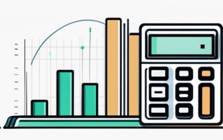Diagramm zeigt Gehaltsabfall im Zeitraum mit Taschenrechner und Finanzdokumenten.