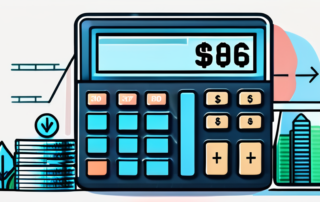 Digitales Tablet mit Rechner-App und Geldscheinen darauf.