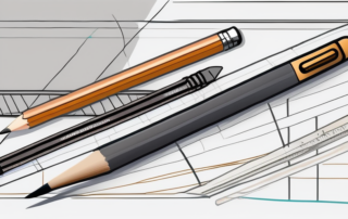 Ein Architekt betrachtet Baupläne auf einem beleuchteten Schreibtisch.