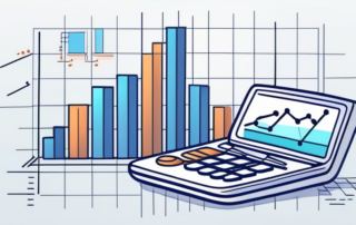 Ein Bürokaufmann betrachtet nachdenklich eine aufsteigende Gehaltskurve auf dem Bildschirm.
