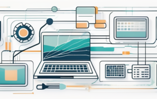 Ein Stapel Geld auf einem Laptop mit Code im Hintergrund.