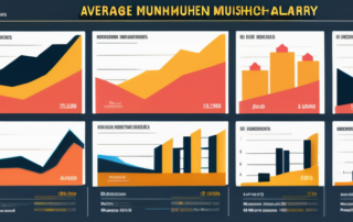 Ein Stapel Geld vor der Münchner Skyline bei Sonnenuntergang.
