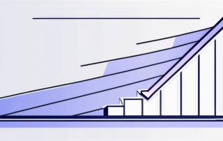 Eine Absolventin hält stolz ihr Diplom vor einem Gehaltsdiagramm hoch.