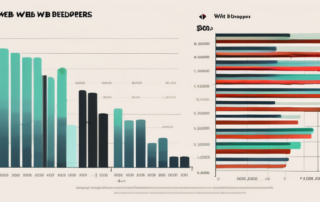 Eine Grafik zeigt Gehaltsbereiche von Webentwicklern auf einem Monitor.