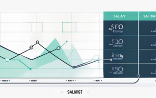 Eine Tabelle mit Gehaltsdaten, daneben ein lächelnder Marketing Manager.