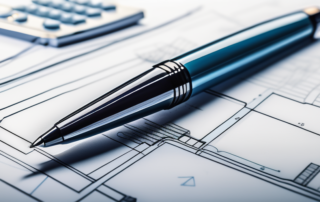 Eleganter Architekt, der an modernem Skizzenprojekt mit Laptop arbeitet.