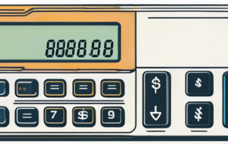 Elegantes Büro mit hochmodernen Geräten und Finanzdiagrammen im Hintergrund.
