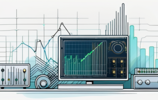 Elektrotechniker hält Gehaltsscheck vor hochtechnologischem Hintergrund.