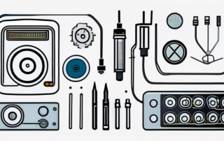 Elektrotechniker mit Gehaltsscheck neben industriellen elektrischen Komponenten.