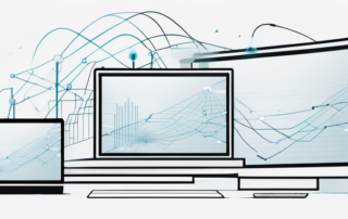 Fachinformatiker überwacht Netzwerk auf mehreren Bildschirmen im dunklen Raum.
