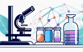Forscher mit Reagenzgläsern im modernen Labor arbeiten konzentriert.