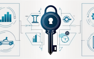 Frau mit Schlüssel über Jobangebote auf Bildschirm leuchtend.