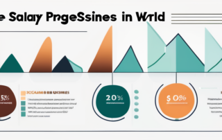 Frau präsentiert Diagramm über Gehälter auf digitalem Tablet.