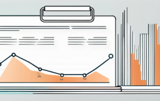 Frau präsentiert Grafik zu Marketing-Gehältern auf einem digitalen Bildschirm.