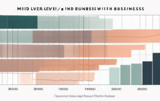 Geschäftsführer blickt nachdenklich auf schwebende Geldscheine und Diagramme.