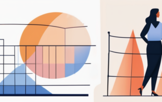 Geschäftsfrau und -mann mit ungleichen Geldstapeln auf einer Waage.