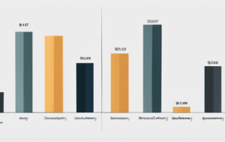 Geschäftsleute diskutieren über Diagramme, Geld im Hintergrund.