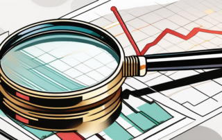 Geschäftsmann präsentiert Gehaltsgrafik auf digitaler Präsentation vor Kollegen.