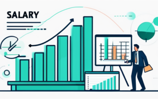 Geschäftsperson analysiert Gehaltsdaten auf einem Diagramm am modernen Arbeitsplatz.
