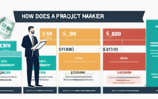 Grafik: Gehaltsskala mit Geldsymbolen, Diagramme im Hintergrund.