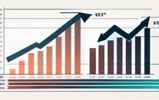 Grafik: Gehaltsskala und Büroarbeitsplatz von oben gesehen.