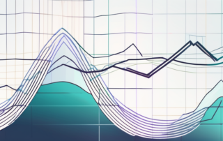 Grafik, Gehaltszahlen, Schaubild mit aufsteigender Kurve, Berufskleidung tragende Person.