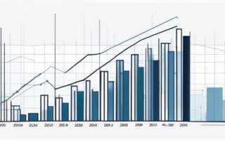 Grafik mit Einkommensskala und Geldscheinen, Diagramme im Hintergrund.