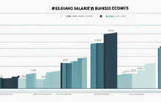 Grafik mit Gehaltsbereichen für Betriebswirte auf einem Laptopbildschirm.