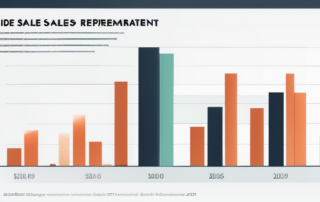 Grafik mit Gehaltsbereichen für Innendienst-Vertriebsmitarbeiter und finanzielle Symbole.