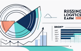 Grafik mit Gehaltsskala und Logistiksymbolen im Hintergrund.