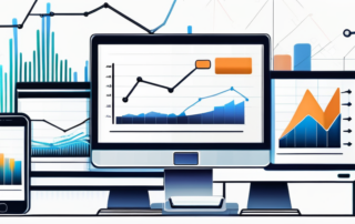 Grafik mit Gehaltsspannen und E-Commerce-Symbolen