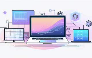 Grafik mit Gehaltsspannen und Programmiertools im Hintergrund.