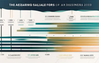 Grafik mit Gehaltsstatistiken und Designer bei der Arbeit.