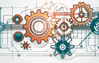 Grafik mit Gehaltstabellen und Trendpfeilen im Hintergrund, Personen diskutieren.
