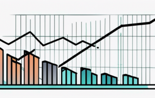 Grafik mit Gehaltszahlen, Absolvent in Kappe, wachsende Geldstapel.