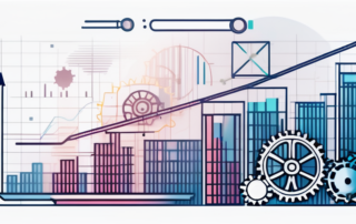 Grafik mit Gehaltszahlen neben Absolvent in akademischer Robe und Kappe.