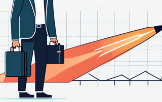 Grafik mit steigender Gehaltskurve und Marketing-Symbolen im Hintergrund.