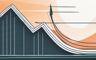 Grafik mit wachsenden Balkendiagrammen und Geldsymbolen auf einem Laptop.